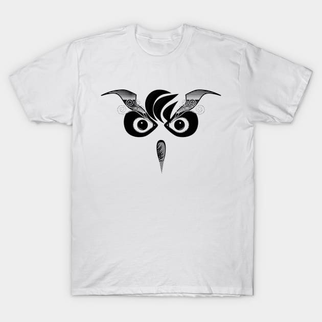 Own the Night: Striking Black Bold Owl Design T-Shirt by Him Okay